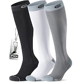 CS CELERSPORT Compression Socks for Men Women 20-30mmHg Running 3 Pairs | Breathable Knee High Circulation Support Socks for Travel, Pregnant, Nurses, Athletic, Daily Stand
