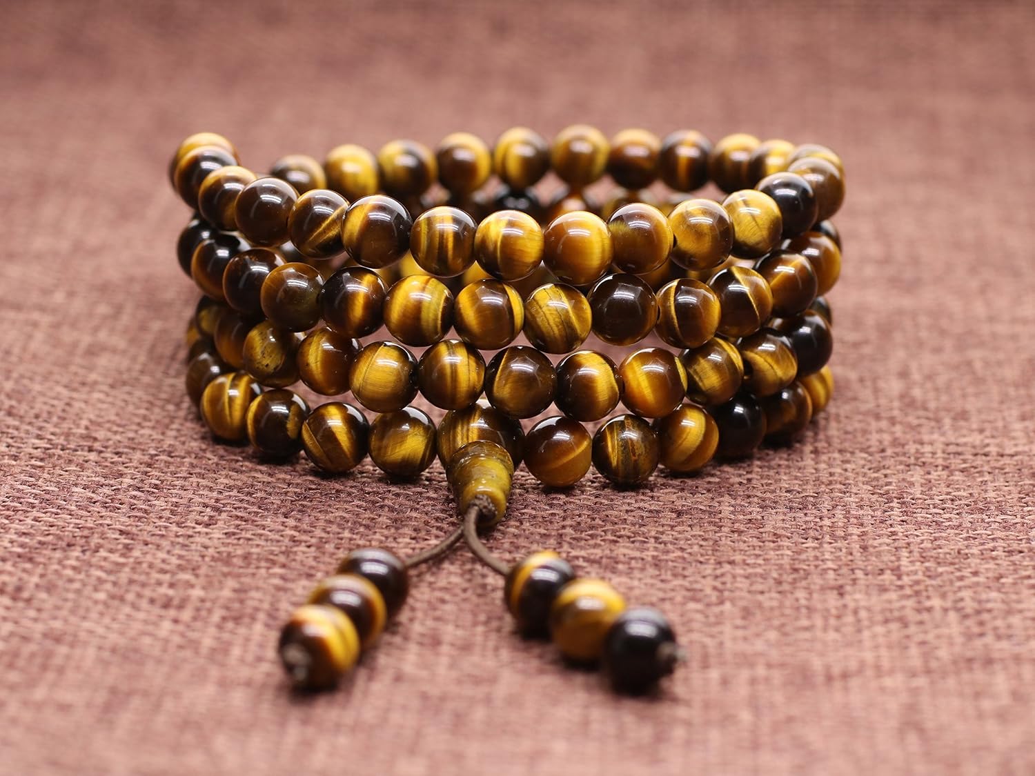 COAI 108 Mala Beads Tiger Eye Stone Beaded Wrap Bracelet Necklace 6mm, brown, 6.25-7.0 inches or 15.8-17.8 cm - Image 4