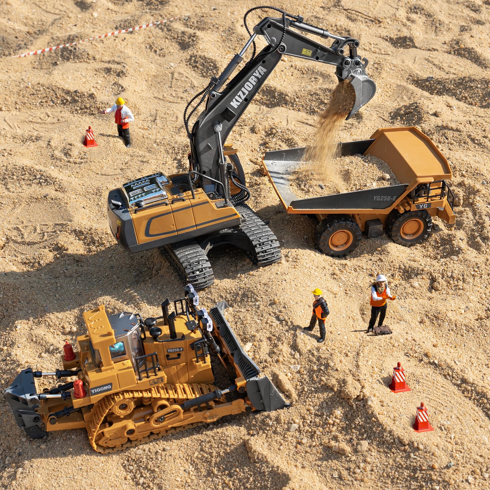 KIZJORYA Ferngesteuerter Muldenkipper, Ferngesteuertes Baufahrzeug für Kinder mit 9-Kanal-Metallbett-Lichtton, Transport-LKW-Spielzeug, Geschenk für Jungen Mädchen von 4–12 8