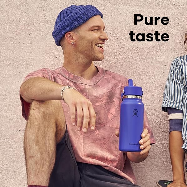 HYDRO FLASK WATER BOTTLE – INSULATED STAINLESS STEEL – WIDE MOUTH FLEX STRAW LID, NON SPILL, LEAKPROOF AND REFILLABLE IN 32 OZ POPSTAR PINK