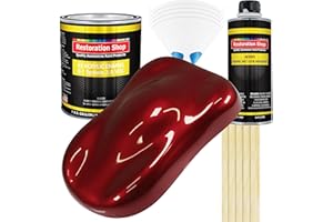 Restoration Shop - Fire Red Pearl Acrylic Enamel Auto Paint - Complete Gallon Paint Kit - Professional Single Stage High Gloss Automotive, Car, Truck, Equipment Coating, 8:1 Mix Ratio, 2.8 VOC