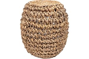 JONATHAN Y TBL2000A Sage 21" Rustic Bohemian Barrel-Style Abaca/Iron Handwoven Indoor/Outdoor Stool Coastal, Rustic, Mid-Century, Southwestern, Patio, Garden Room, Bathroom, Living Room, Brown