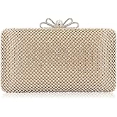 Dexmay Rhinestone Clutch Purse with Crystal Bow Clasp Evening Bag Wedding Party Dressy Handbag