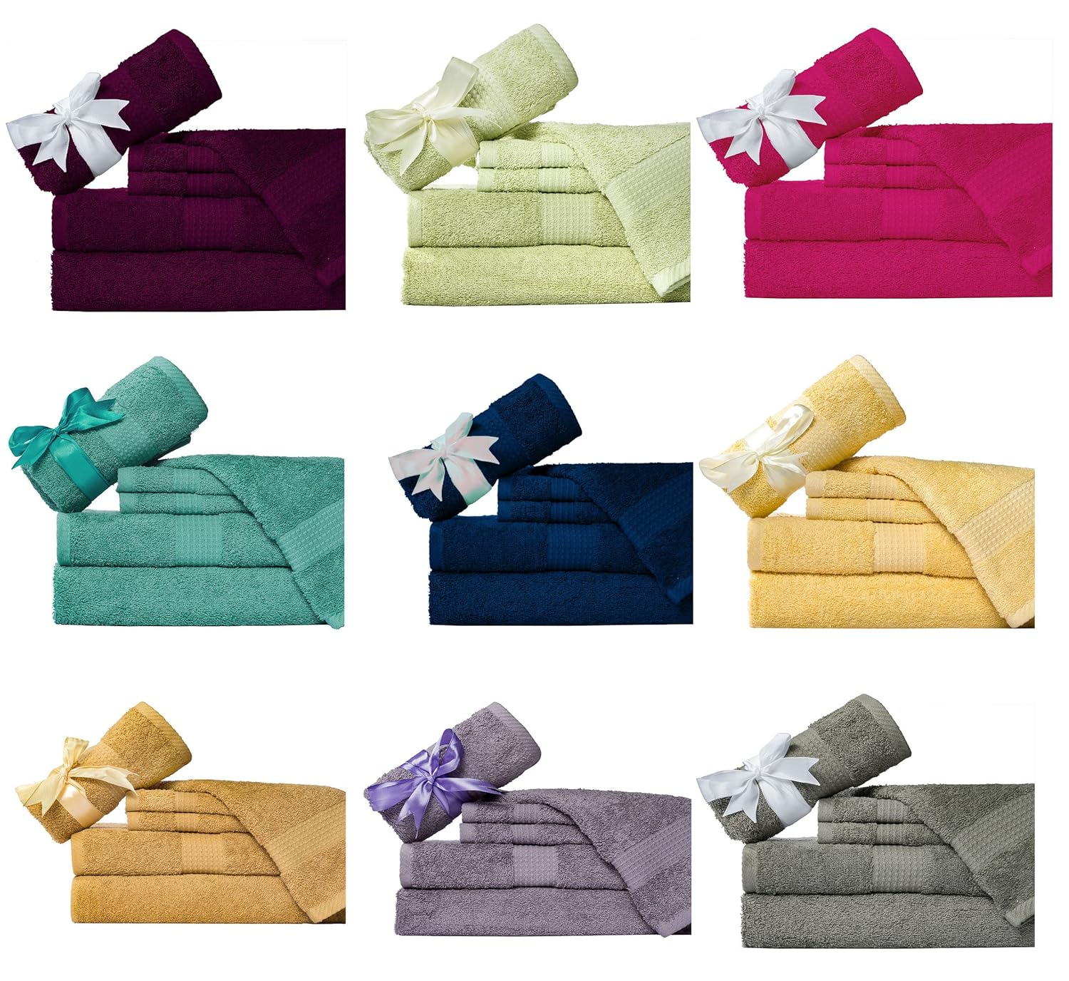 Bath Towel Set Teal Aqua Color 600 GSM Weavely 6 Piece Cotton Hotel and