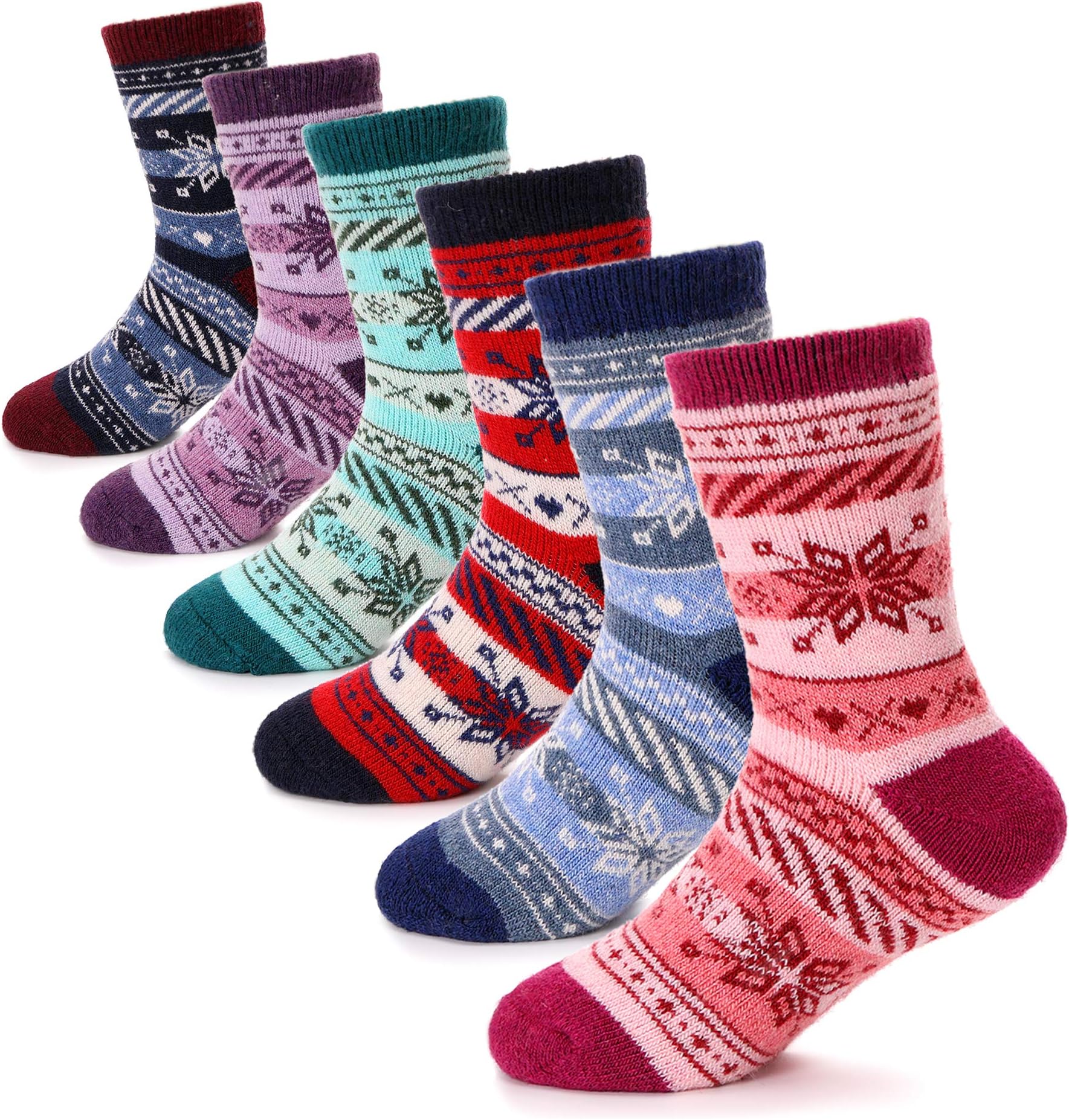 Boys Girls Wool Socks Soft Warm Thick Thermal Cotton For Child Kid Toddler Winter Crew Socks 6 Pairs