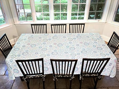 Amazon Com Covers For The Home Deluxe Stitched Edged Flannel Backed Vinyl Drop Tablecloth Multi Color Geometric Medallion Pattern 60 X 90 Oblong Home Kitchen
