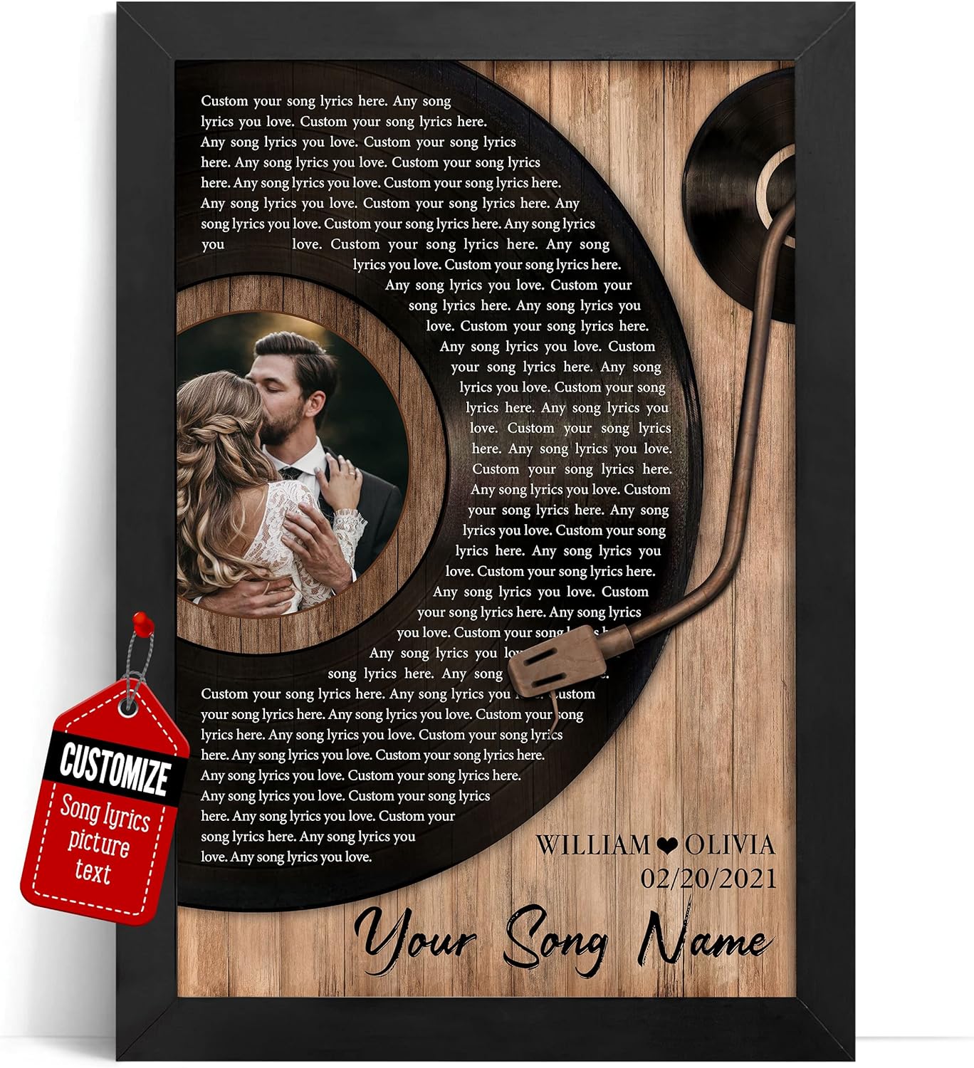 Wall Décor - VICILO Husband Gifts - Customized Song Lyrics Canvas Framed Personalized Gifts for Him - Perfect Song Chords Couple One Year Anniversary, Music Poster Couples Gifts for Him - Family Wall Decor