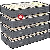 90L Under Bed Storage Containers,4-Pack Closet Organizers and Storage Bins,for Organization and Storage Clothes, Shoes, Blankets & Pillows,Visible Transparent Top Storage Bins with Lids, Grey