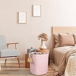 XUANGUO Cotton Rope Laundry Basket Hamper for Girls