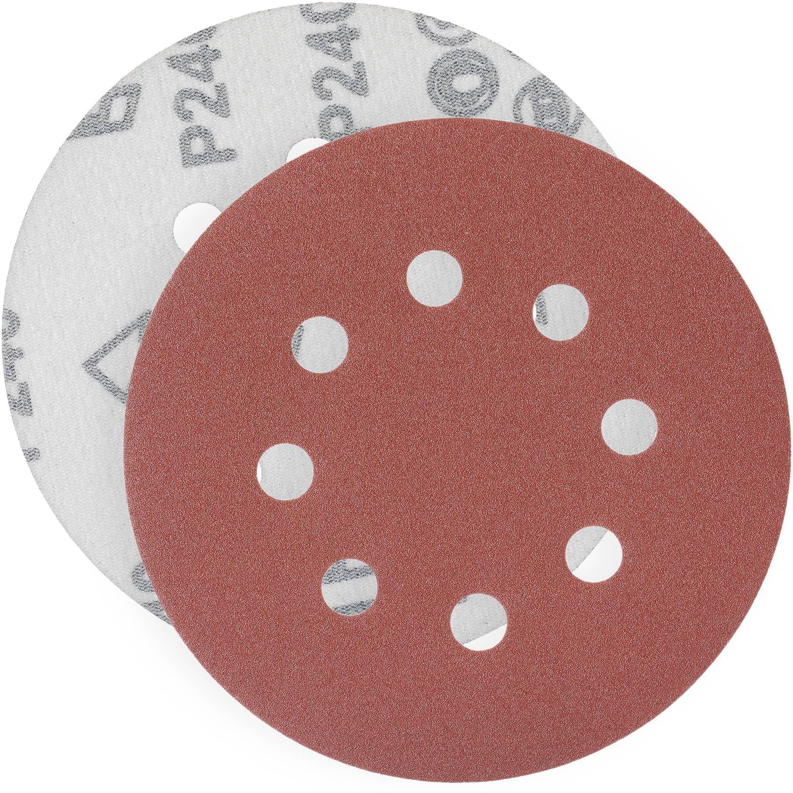 YoiYee 240 Grit Sanding Discs Pads, 8 Holes, 125mm/5-inch Hook and Loop Quick Change Sandpaper Sheet for Random Orbital Sander, 20 Pack