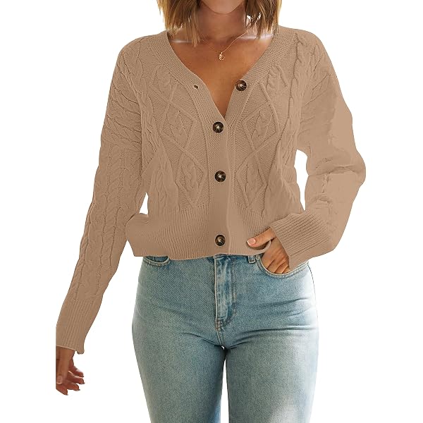 Zaful Women's Cropped Button-Down Cardigan – V-Neck Rib-Knit Sweater For Fall & Winter Layering - View #11