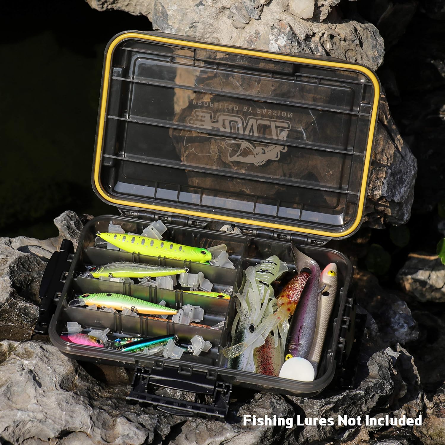 RUNCL Fishing Tackle Box, Waterproof Storage 10.65" L x 7.1" W x 1.89" H - Thicker Frame, 360° Waterproof Seal, Secure-Locking Latches, Sun Protection, Removable Dividers - Storage Organizer Box: Sports & Outdoors
