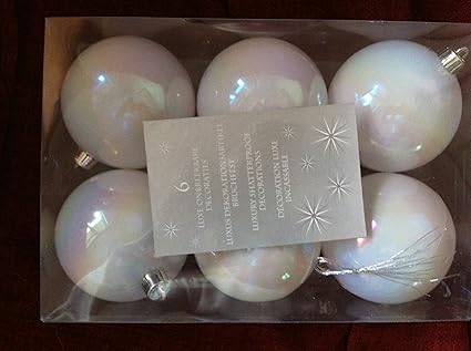 Large Plain White 80mm Diameter Christmas Tree Baubles X6