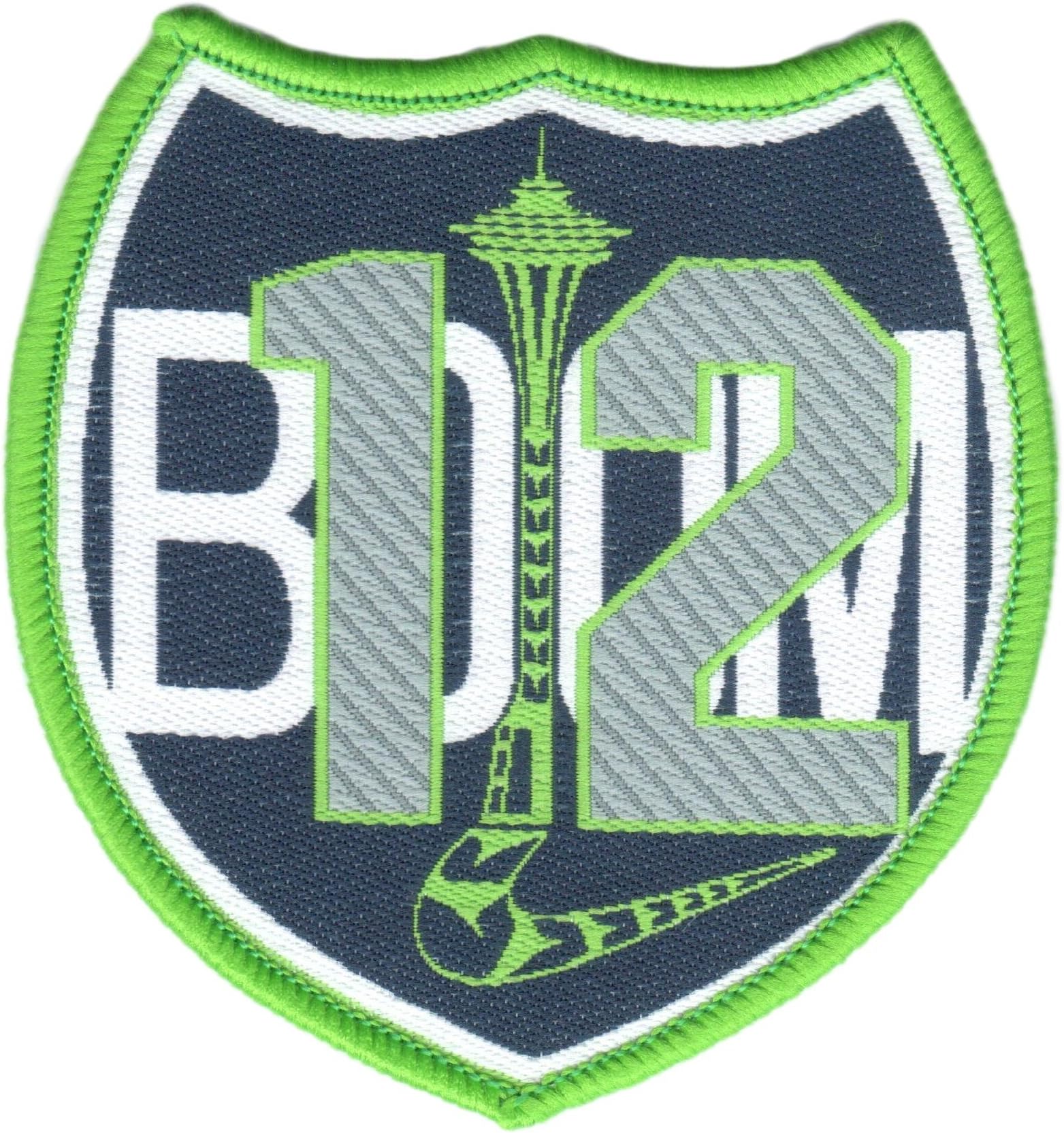 Sea Hawks Superhawks Woven Iron-On Patch 12 Boom (2.75 - 1 Patch, Green Border)