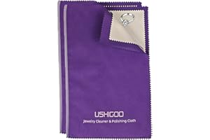 USHIGOO Polishing Cleaning Cloth for Gold, Silver, and Platinum Jewelry, Eco Friendly Large Cleaner Cloth 6.3 x 9.8 in. Keeps Jewelry Clean and Shiny (2 Pcs Dark Purple)