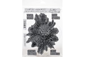 Stampers Anonymous Tim Holtz Cling Stamps 7"X8.5"-Glorious Gatherings W/Gridblock, Red