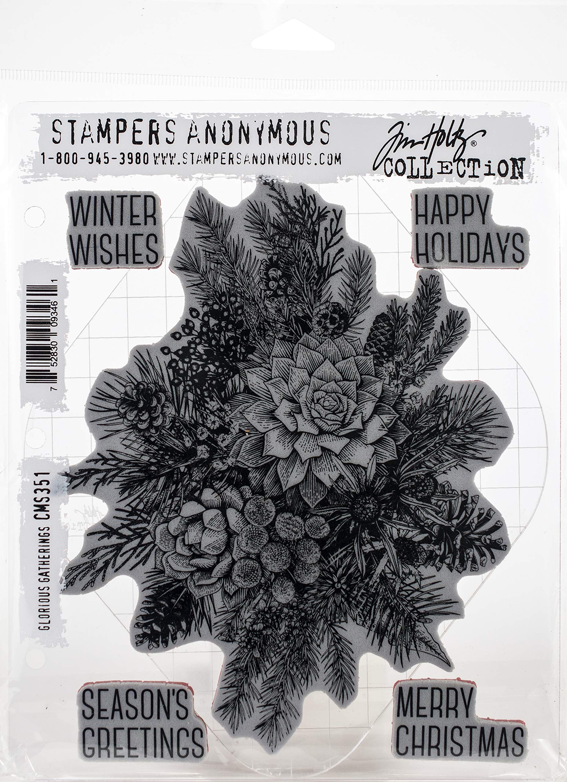 Tim Holtz - Stampers Anon Cling RBBR Stamp Set GLOR GATHR, Glorious Gatherings W/Gridblock, Various