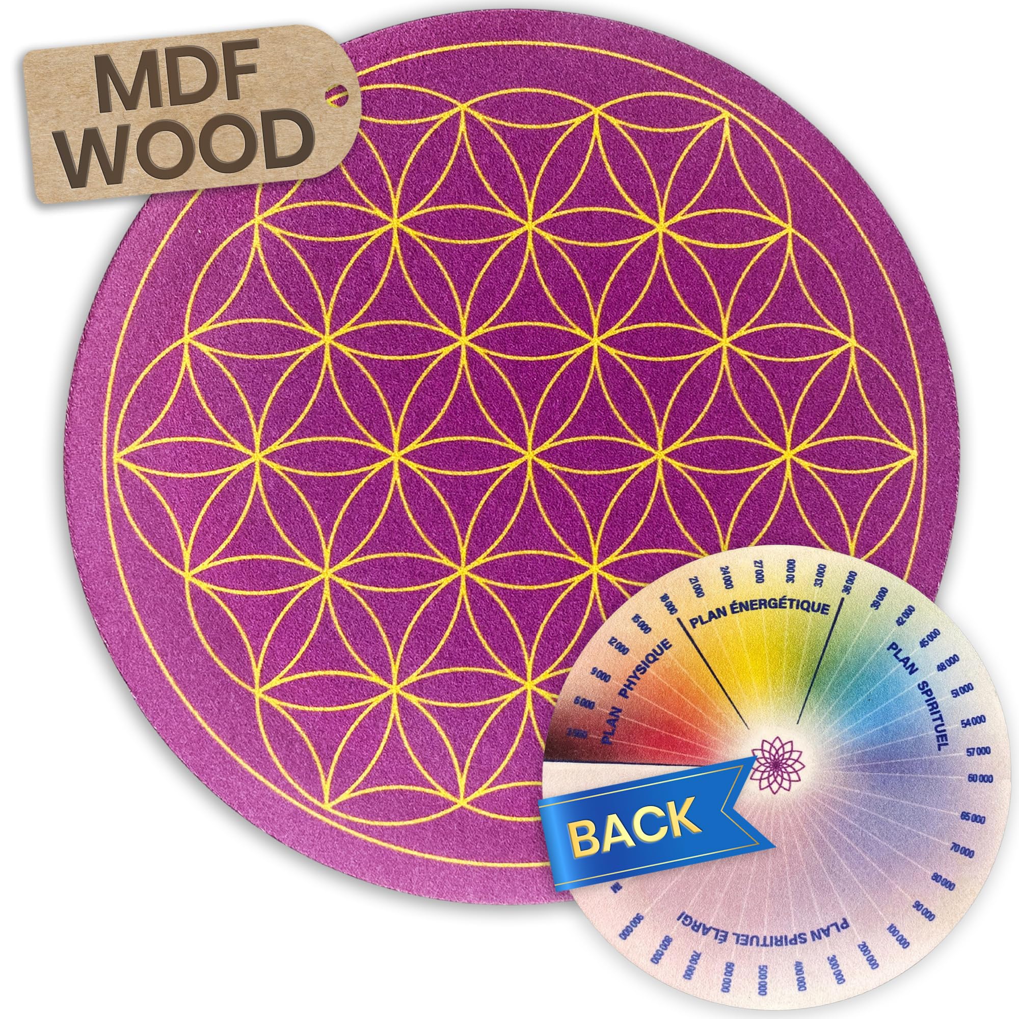 Vibratis Wooden Flower of Life for Recharging Divinatory Stones & Pendulums + Bovis Scale for Calculating Vibratory Rate -11.5CM | 100% Made in France