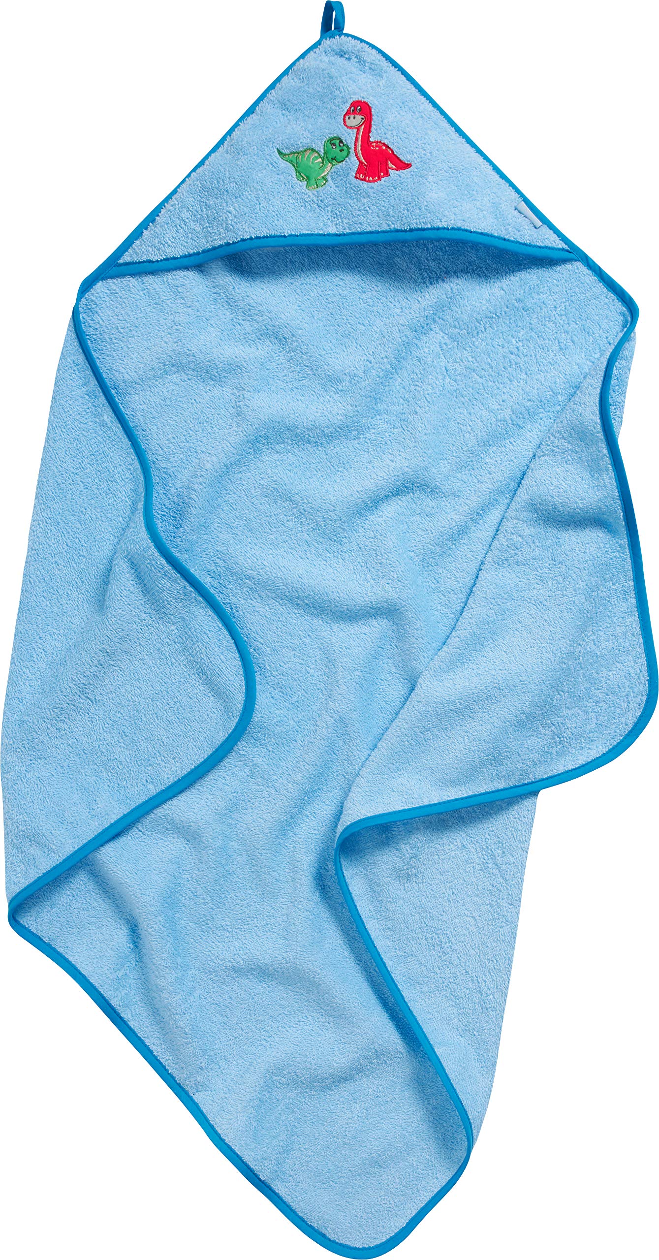 Playshoes Boy's Kids Terry Hooded Towel Dinosaur Dressing Gown, Blue (Light-Blue), One Size