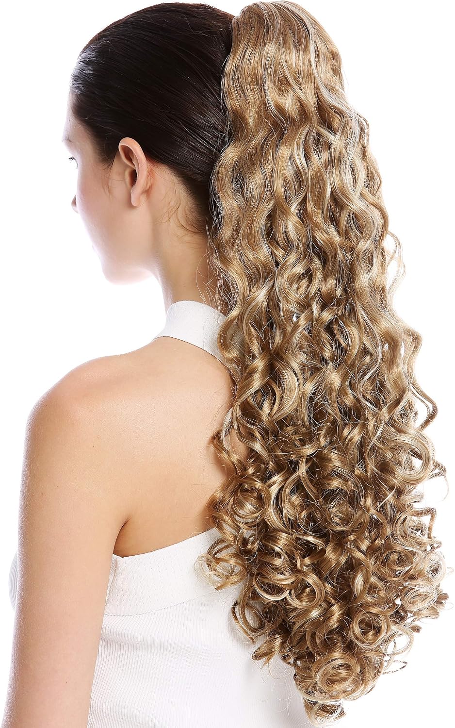WIG ME UP - 9563B-V-15H613 Ponytail Hairpiece Extensions very long voluminous curled curls blonded streaked platinum highlights 23inch