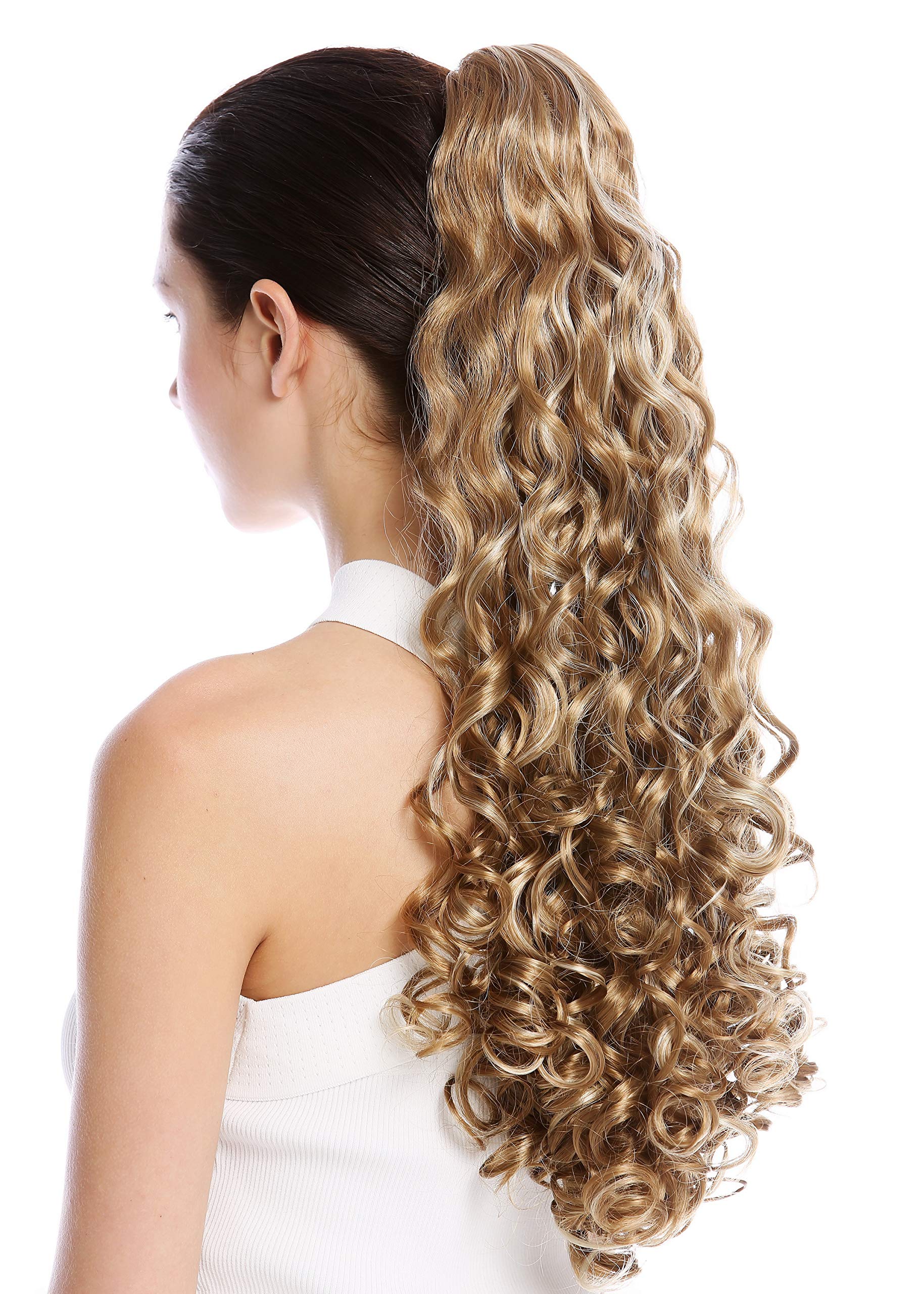 WIG ME UP - 9563B-V-15H613 Ponytail Hairpiece Extensions very long voluminous curled curls blonded streaked platinum highlights 23inch