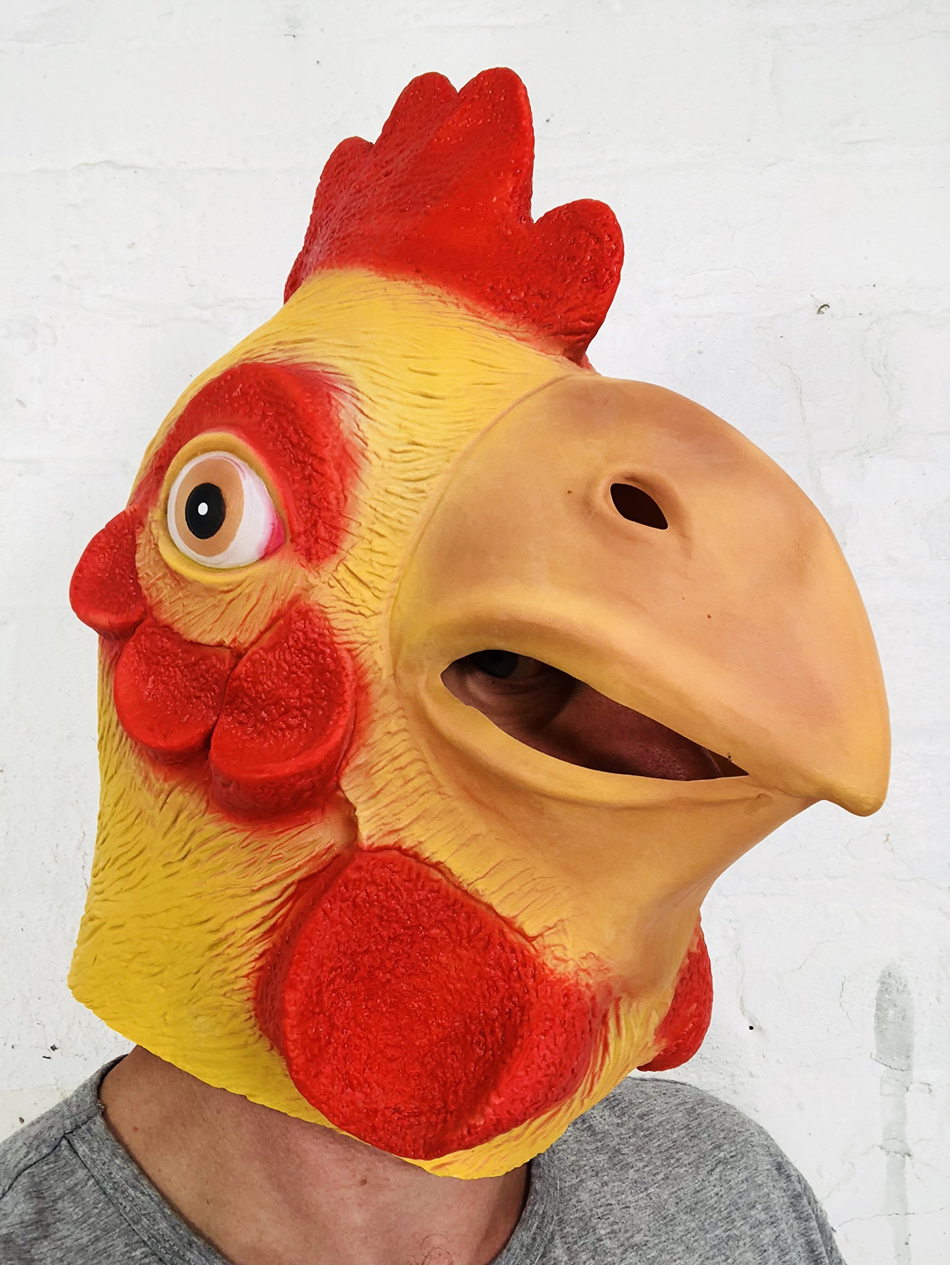 Rubber Johnnies Chicken Head MASK, Farm Animal MASKS, Funny Fancy Dress, Stag Party COSTUME Acessory