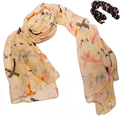 Echarpe Foulard Femme Croix 110 Cm X 180 Cm Marron Amazon Fr Vetements Et Accessoires