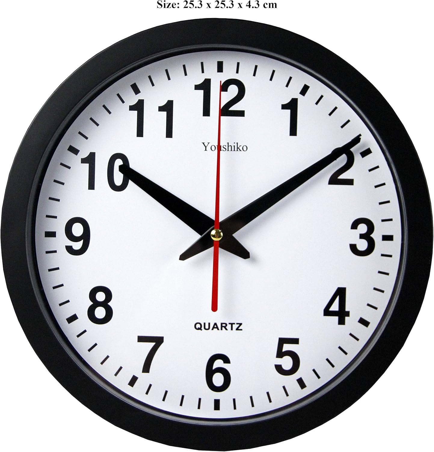 Youshiko Stylish Black & White Bold Classic Quartz Wall Clock Non