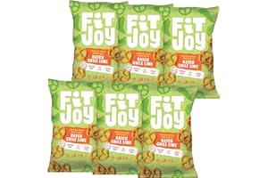 FitJoy Hatch Chile Lime Pretzels (Pack of 6, 5 Oz) - Dairy, Nut & Gluten Free Snacks - Grain Free Cassava Root & Chickpea Flour Vegan Pretzel Twists - Classic Snack Pretzels for Moms and More