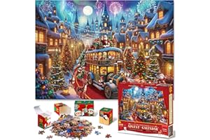 QIFEYLA Jigsaw Puzzle Advent Calendar 2024 Christmas Puzzles for Kids and Adults 1008 Pieces Puzzles in 24 Boxes for Countdown Christmas Gifts for Boys Girls Men Women - Christmas Carnival(27.56 x 19.68 Inch)