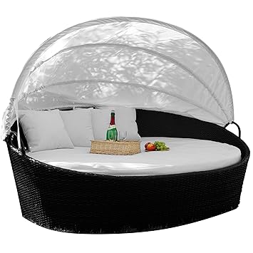 Exclusive Sonneninsel aus Poly Rattan Lounge Rattanbett Sonnenliege weiß