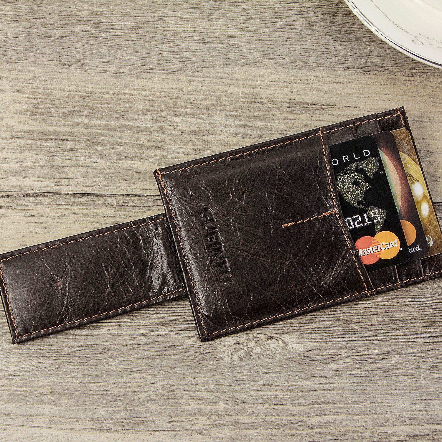 Genuine Leather Slim Wallet - Minimalist Front Pocket Wallet - Leather Money Clip Wallet Card Holders