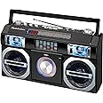 Studebaker SB2149B Master Blaster Bluetooth Boombox with 3 Way Power, AM/FM Radio, USB Port, CD Player with MP3 Playback, LED EQ and 10 Watts RMS Speaker in Black