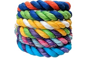Ravenox Colorful Twisted Cotton Rope | Made in USA | (Lime, Lime & Royal Blue)(1/2 in x 10 ft) | Custom Color Cordage for Sport, Décor, Pet Toys, Craft, Macramé & General Use | Rope by The Foot