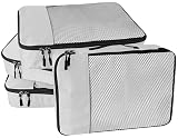 WTREE 4-Piece Packing Cubes Travel Accessories Set for Suitcases - Luggage Organizer Bags with Double Zipper - Mesh Top - Small - Beige