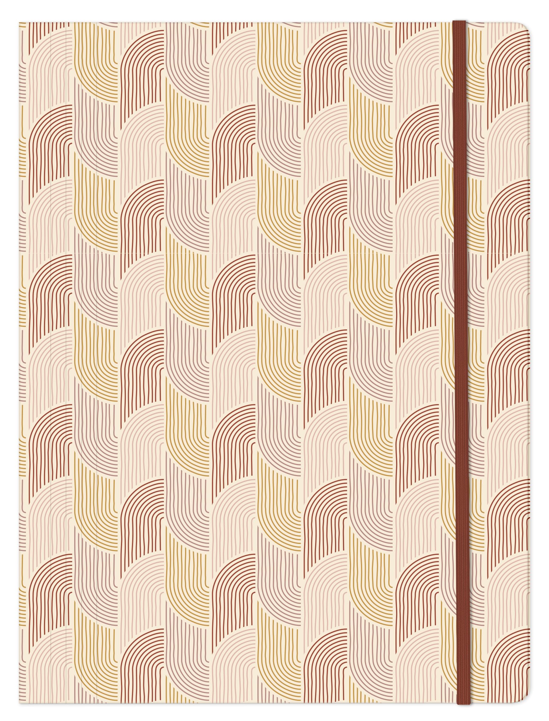 Clairefontaine 116073C - A 3 Flap A4 Cardboard Elastic Folder with Warm Colours and Geometric Shapes - Home Office - Organisational - Terracotta Collection