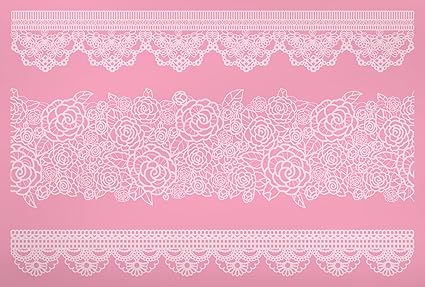 Kitchen Craft Sweetly Does It Mustermatte zum Verzieren von Torten, 40 x 27 cm, aus Silikon, Motiv Spitzenbordüre, Pink