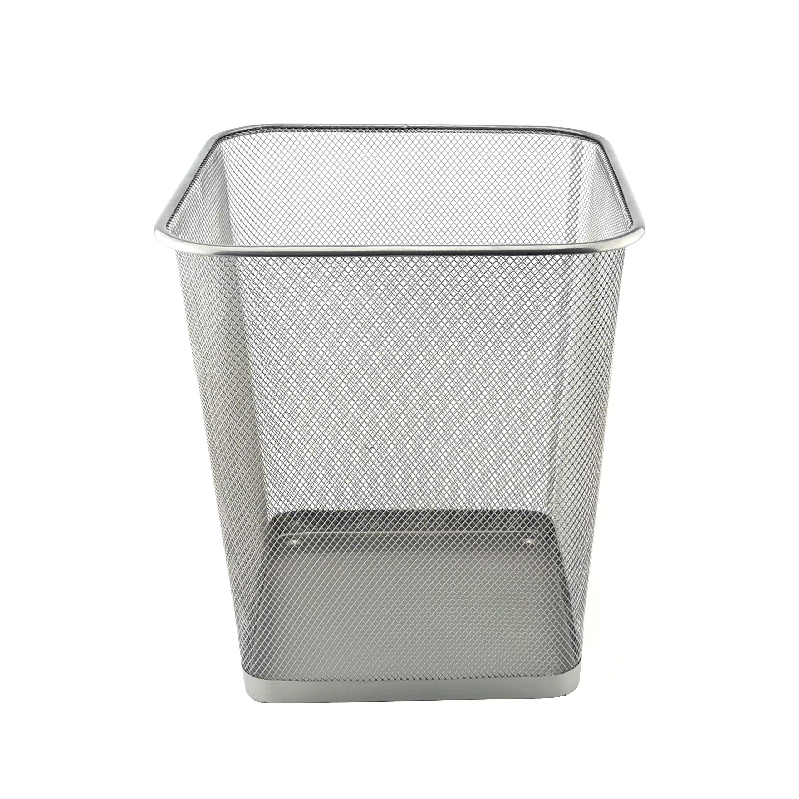D.RECT Metal Mesh Waste Bin 18L – Silver Rubbish Bin for Office, Bedroom & Home – Durable Steel Frame, Breathable Mesh, Leak-Proof Bottom – Ideal for Paper, Plastic & General Waste
