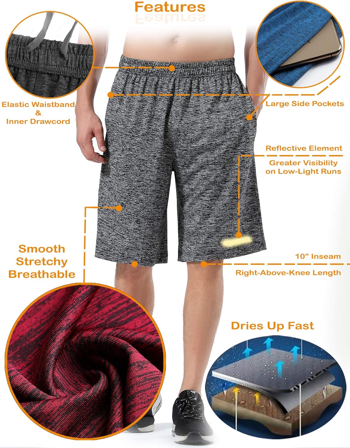 Liberty Imports 5-Pack Big Boys Youth Quick Dry Athletic Performance Basketball Shorts with Pockets: Clothing