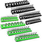 GURADESIGN 8PCS Magnetic Socket Organizer Set, Magnetic Socket Holder, 1/4", 3/8", 1/2" Metric & SAE Magnetic Socket Tools Trays.