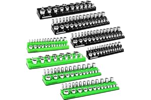 GURADESIGN 8PCS Magnetic Socket Organizer Set, Magnetic Socket Holder, 1/4", 3/8", 1/2" Metric & SAE Magnetic Socket Tools Trays.