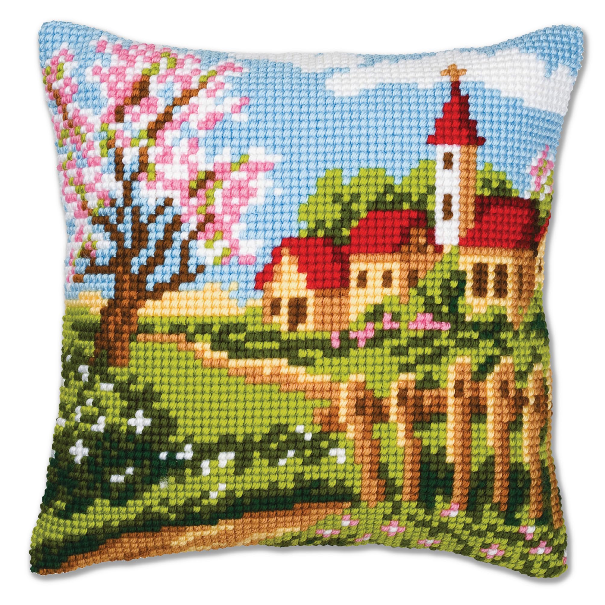 Vervaco Country Church Cross Stitch Cushion, Multi-Colour — image 1