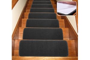 Seloom 13pcs Carpet Stair Treads, Indoor Non Slip Stair Rugs Covers Rubber Backing Anti Slip Indoor Stair Mats Removable Wash