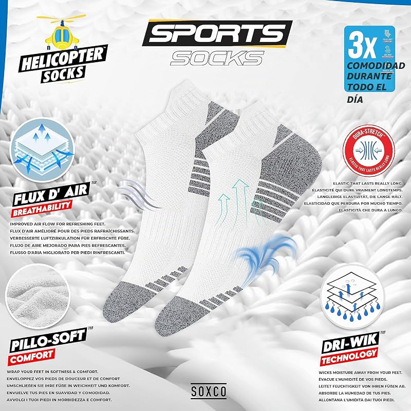 10 Pares Calcetines Tobilleros Hombre Mujer, Calcetines Running Deporte, Paquete de 10 (EU 43-46, Blanco S)
