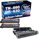 EASY PRINT EASY PRINT Compatible Toner Cartridge & Drum Unit Replacement for Brother DR630 Drum TN660 Toner Cartridge Work with HL-L2300D HL-L2360DW DCP-L2520DW MFC-L2700DW MFC-L2740DW (Black, 3 Pack)