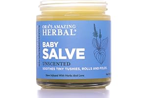 ORA'S AMAZING HERBAL Baby Salve, Diaper Balm Ointment, Drool Rash Prevention, Natural Diaper Cream, Calendula Thyme Burdock Cream, Baby Eczema Acne and Rash Treatment, 4 oz, Ora’s Amazing Herbal