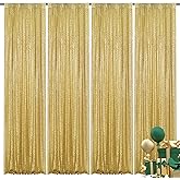 Yblut Gold Sequin Backdrop Curtain 4 Pieces 2FTx8FT Glitter Photography Backdrop for Party Wedding Birthday Christmas Decorations