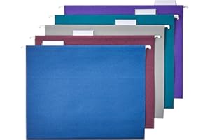 Amazon Basics Hanging File Folders, Sturdy, Letter Size, 25-Pack, Assorted Jewel-tone Colors
