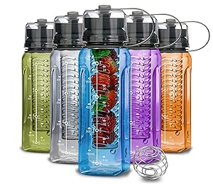 Moveo Water Bottle All-in-ONE - Fruit Infuser - Blender Bottle - Water Cup & Pill Box - Water Bottle Filter [Addition] - Easy to Carry BPA Free Tritan Material Travel Bottles