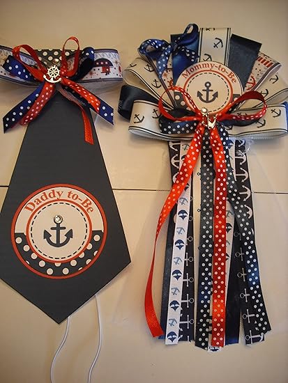 Amazon Com Baby Shower Corsage And Tie Mommy Daddy Nautical